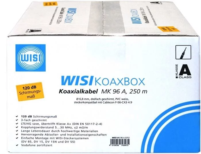 Wisi MK96AL 0252 - Koaxialkabel 120dB 250m, Kabelbox (weiss) 6 Wisi MK96AL 0252 - Koaxialkabel 120dB 250m, Kabelbox (weiss) – Bild 4