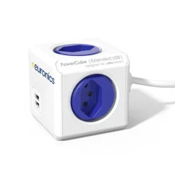 Allocacoc PowerCube - Extended USB Euronics Edition (weiss / Blau)
