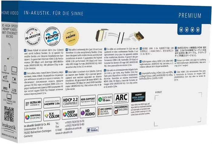 Inakustik Premium HDMI Kabel, XS, 3.0m - 004246830, 2.0 (weiss) 6 Inakustik Premium HDMI Kabel, XS, 3.0m - 004246830, 2.0 (weiss) – Bild 4